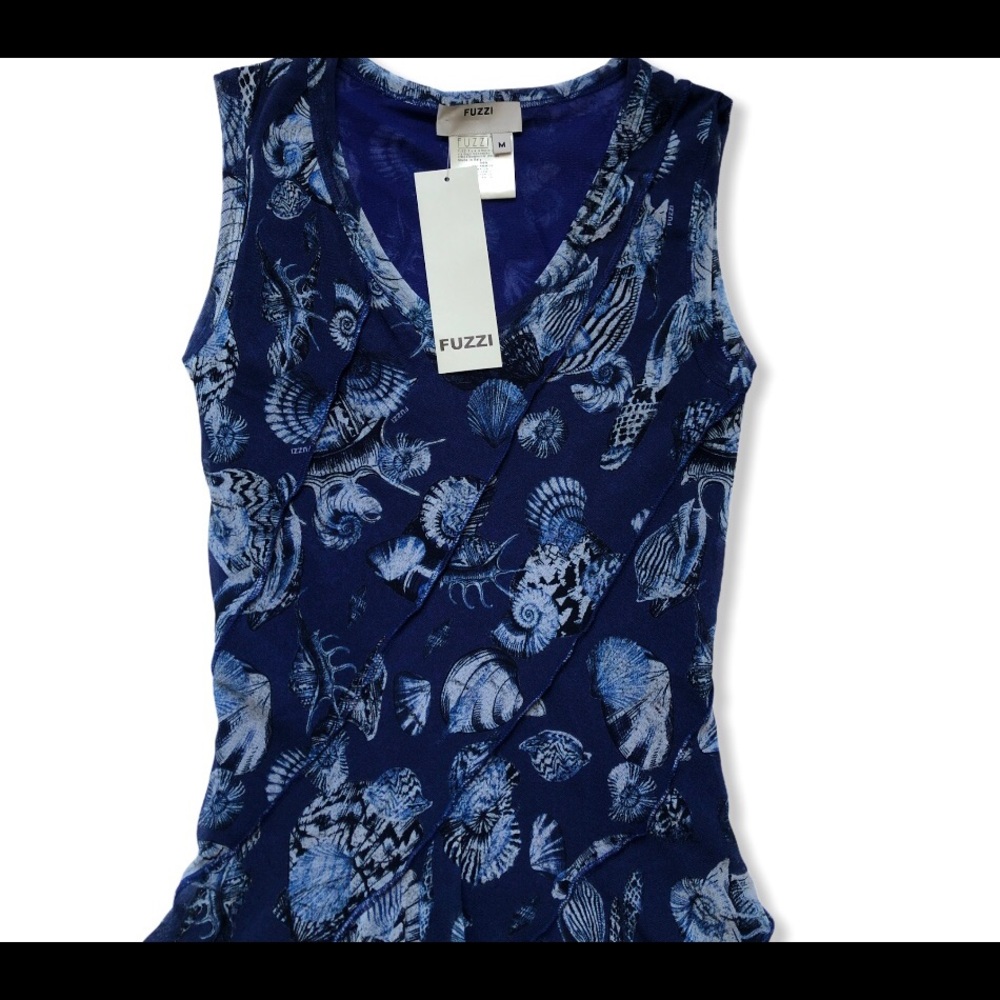 Nwt Fuzzi “Seashell” Ruffle Hem Mesh Top - image 2